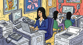 Corporate Office Scene – Dynamic Workplace Illustration, office, computer, people, Working!! HD wallpaper