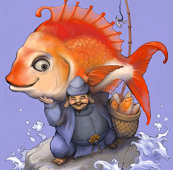 I Caught A BIG ONE!, waves, abstract, fantasy, fisherman, fish HD wallpaper