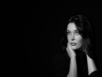 BEAUTY IN B/W, model, black and white, face, woman, beauty HD wallpaper