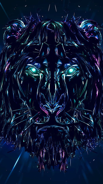 Blue Lion, Digital Art, Blue Theme HD phone wallpaper