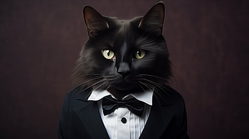 Black Cat in Tuxedo, Black Cat, Animal, cat HD wallpaper