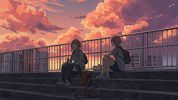 Where Clouds And Youth Meet, clouds, cloud, anime-girl, boy, artist, artwork, art, digital-art, ai HD wallpaper