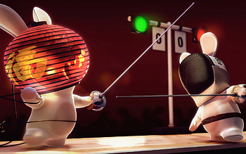 Rayman Raving Rabbids - Fencing , raving, rayman, other, rabbids, fencing, aequus, mihi, game, video HD wallpaper