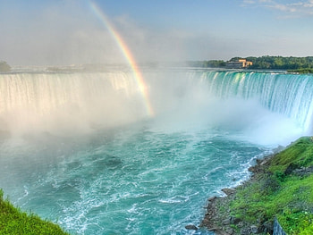 Landscape, Waterfalls, Rainbow HD wallpaper