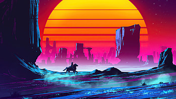 Horse Rider Cyberpunk , cyberpunk, artist, artwork, digital-art, horse HD wallpaper