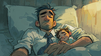 Tired Dad and Child Resting - Ultra, dad, sleeping, father and child HD wallpaper