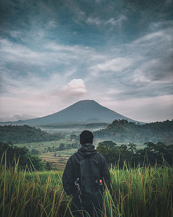Landscape, Nature, Mountain, Miscellanea, Miscellaneous, Human, Person, Volcano HD phone wallpaper
