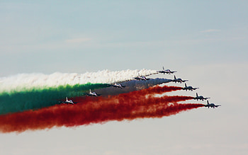 Frecce Tricolori, military, colored, aircraft, jets, smoke HD wallpaper