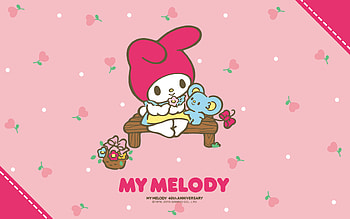 My Melody & Koala Pink - My Melody is sitting with a cute little koala HD wallpaper