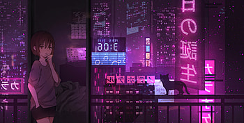Anime Girl City Night Neon Cyberpunk , cyberpunk, neon, anime-girl, anime, artist, artwork, digital-art, pink HD wallpaper
