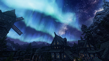 Skyrim's Northern Lights, video game, The Elder Scrolls V: Skyrim, aurora borealis HD wallpaper
