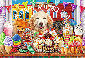 Doggy Peekers, decoration, window, icecream, digital, art, dogs HD wallpaper