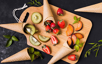 Fruit, sugar cone, food, fun HD wallpaper