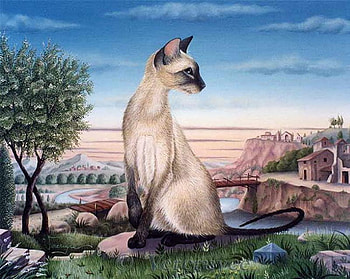 By Bernard Vercruyce, animal, kitten, bernard vercruyce, painting, art, cat HD wallpaper