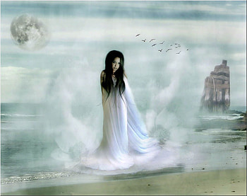 ocean flower, water, ocean, woman, flower HD wallpaper