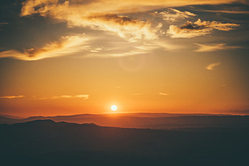 Nature, Sunset, Sun, Horizon, Hills HD wallpaper