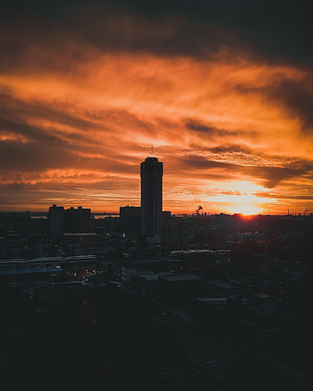Cities, Sunset, Building, Horizon, Canada, Night City, Hamilton HD phone wallpaper