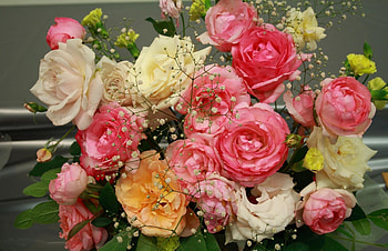 Flowers, Roses, Bouquet, Gypsophilus, Gipsophile, Garden HD wallpaper