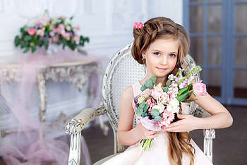cute, girl, flowers, graphy HD wallpaper