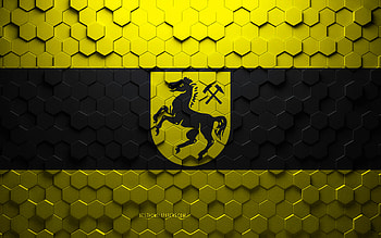 Flag of Herne, honeycomb art, Herne hexagons flag, Herne, 3d hexagons art, Herne flag HD wallpaper