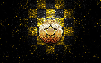 Team Wellington FC, glitter logo, New Zealand Football Championship, yellow black checkered background, soccer, New Zealand football club, Team Wellington logo, mosaic art, football, Team Wellington HD wallpaper