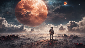 Astronaut On an Alien Planet, astronaut, Alien Planet, moon, space, universe HD wallpaper