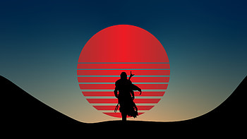 The Mandalorian Star Wars Minimal , the-mandalorian-season-2, the-mandalorian, tv-shows, star-wars, minimalism, minimalist, retrowave HD wallpaper
