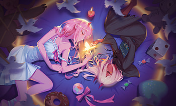 Zero Two, relaxed, anime girls, lying down HD wallpaper