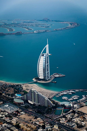 Burj Al Arab, blue, light HD phone wallpaper