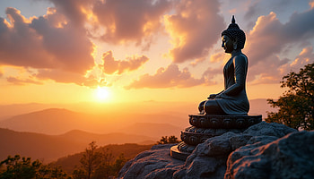 Buddha Statue at Sunset, religious HD wallpaper