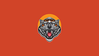 Tiger's roar, muzzle, minimal art HD wallpaper