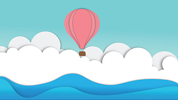 Minimal Hot Air Balloon Above Clouds, Abstract, Illustration HD wallpaper