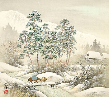 Koukei Kojima, river, art, drawing, nature HD wallpaper