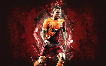 Alexandru Cicaldau, Galatasaray, Romanian footballer, portrait, burgundy stone background, Cicaldau Galatasaray, football HD wallpaper