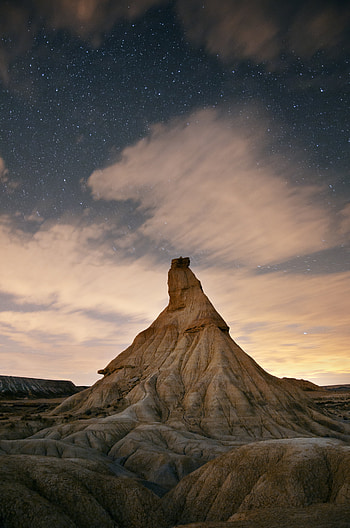Landscape, Nature, Stars, Twilight, Clouds, Rock, Vertex, Top, Dusk HD phone wallpaper