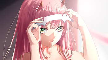 Green eyes, Darling in the franxx, zero two HD wallpaper