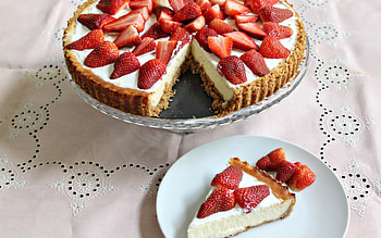 *, cheesecake, food, cake, strawberries HD wallpaper