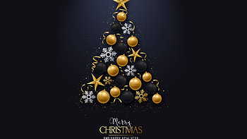 Merry Christmas Golden Ball Christmas Decoration Balls Stars Snowflakes Christmas HD wallpaper