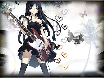 Mio Akiyama, akiyama, anime, guitar, girl, mio, k-on HD wallpaper