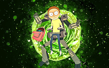 Mecha Morty, , green neon lights, Fortnite Battle Royale, Fortnite characters, Mecha Morty Skin, Fortnite, Mecha Morty Fortnite HD wallpaper