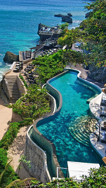 Man-made resort, Luxury getaway, Exquisite architecture, Tranquil escape HD phone wallpaper