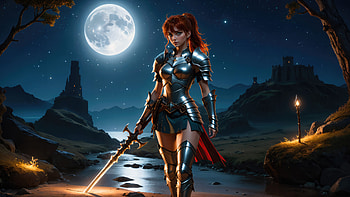 Knight Girl In The Night, knight, ai-girls, ai, sword, artist, artwork, digital-art, deviantart HD wallpaper
