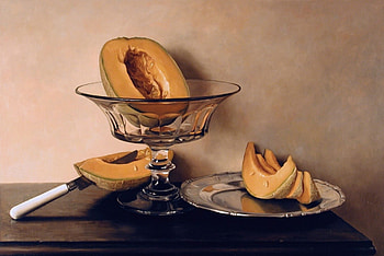 Melon, Food, Plate, Vase, Knife HD wallpaper