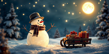 Moonlit Christmas Snowman — Quad, snowman, Christmas HD wallpaper
