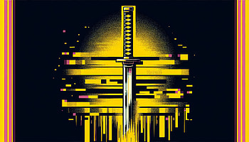 Ninja Sword Glitch Art, ninja sword, sword, Digital Art, neon, graphic design HD wallpaper