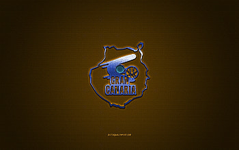 CB Gran Canaria, Spanish basketball club, blue logo, yellow carbon fiber background, Liga ACB, basketball, Las Palmas, Spain, CB Gran Canaria logo HD wallpaper