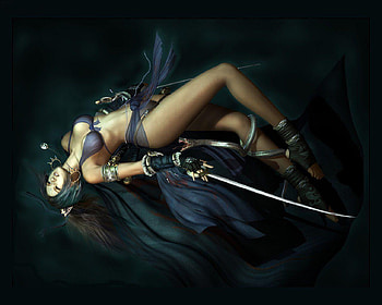 Anime tempting fate, snake, girl, anime, sword HD wallpaper