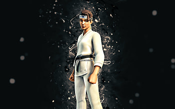 Shuto Striker, , white neon lights, Fortnite Battle Royale, Fortnite characters, Shuto Striker Skin, Fortnite, Shuto Striker Fortnite HD wallpaper