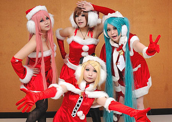 merry christmas vocaloid, nice pretty, christmas, red, cosplay, vocaloid, people, female, santa HD wallpaper