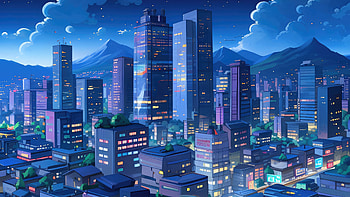 Urban Luminous Symphony A City Thrives In Vibrant Glow, city, buildings, artist, artwork, digital-art HD wallpaper